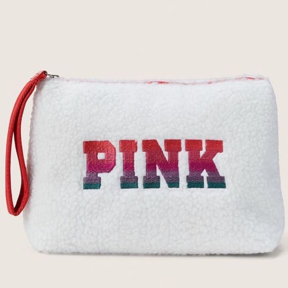 PINK Victoria's Secret Handbags - ▪️Victoria’s Secret PINK Fleece Cosmetic Bag Pouch Wristlet